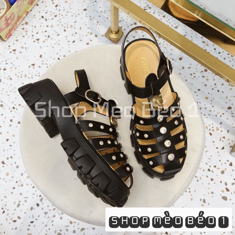 Sandal gc giọ đá tag đồng gót cao fullbox