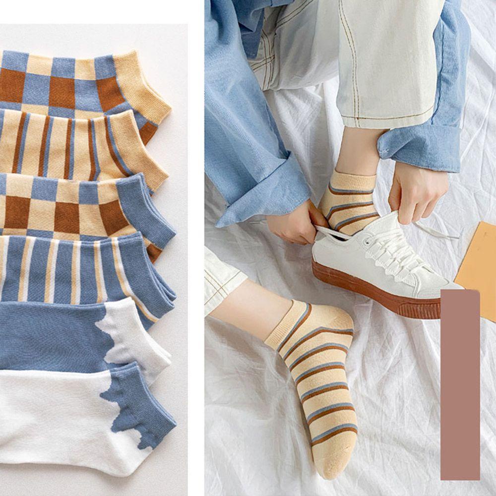 Vớ Cotton Họa Tiết Kẻ Sọc Nhiều Màu Sắc Cổ Điển