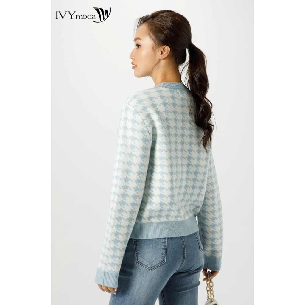 Áo cardigan len nữ họa tiết IVY moda MS 77B8817