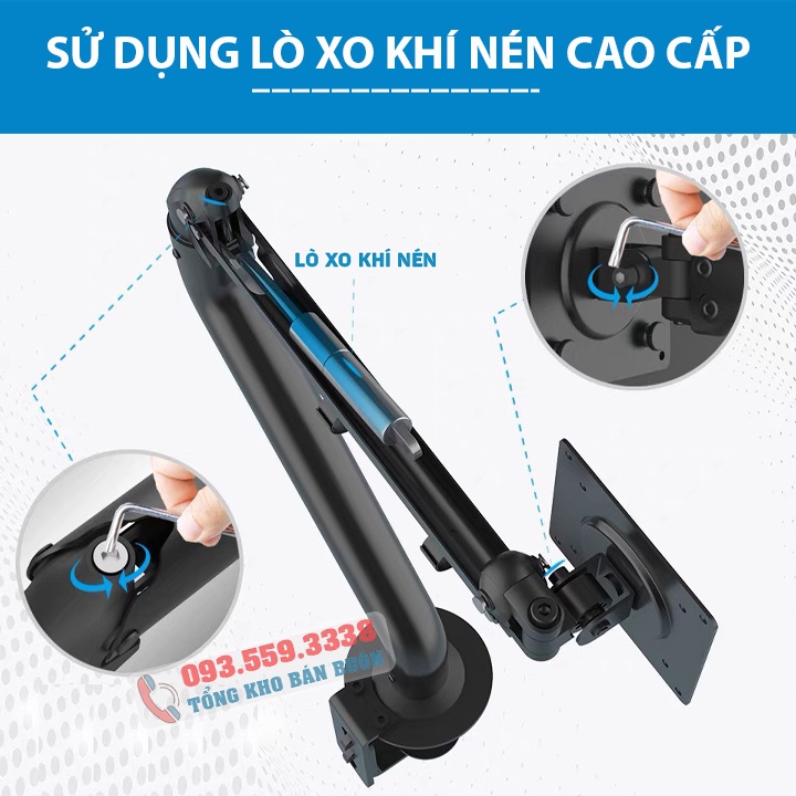 #ErgoTek E-M7 17" - 32" / Giá Treo Màn Hình Gắn Bàn / Tay Đỡ Màn Hình Xoay 360 Độ