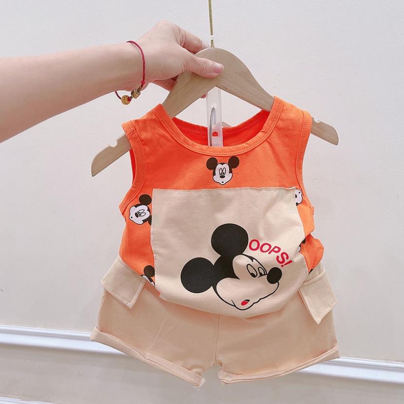 ÁO BA LỖ CHO BÉ TRAI BÉ GÁI CHẤT COTTON IN HÌNH CHUỘT MICKEY