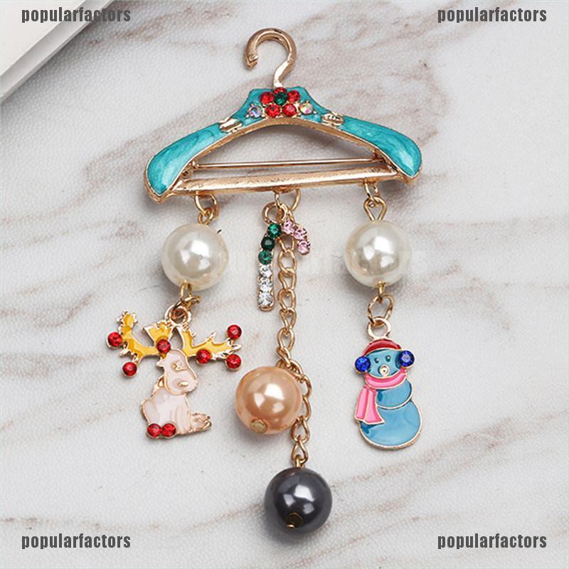 Huy Hiệu Cài Áo Hình Người Tuyết Tuần Lộc Đính Ngọc Trai Dễ Thương Thời Trang