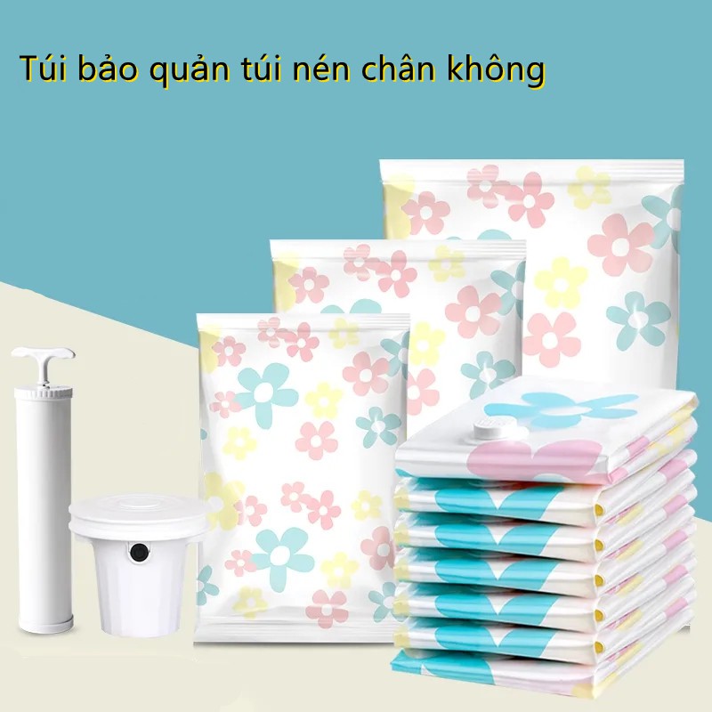 Túi Hút Chân Không Bảo Quản Quần Áo, Chăn Ga Chống Nấm Mốc Kèm Bơm Tay