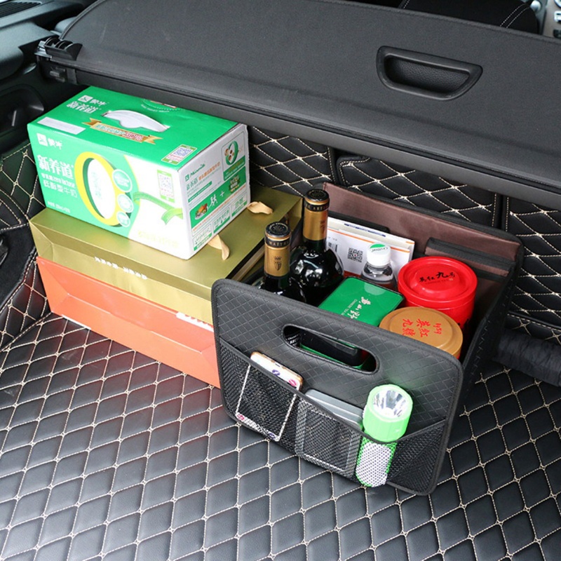 Hộp Đựng Đồ Bằng Da Màu Đen Gấp Lại Được Tiện Lợi Dành Cho Gara Xe Hơi