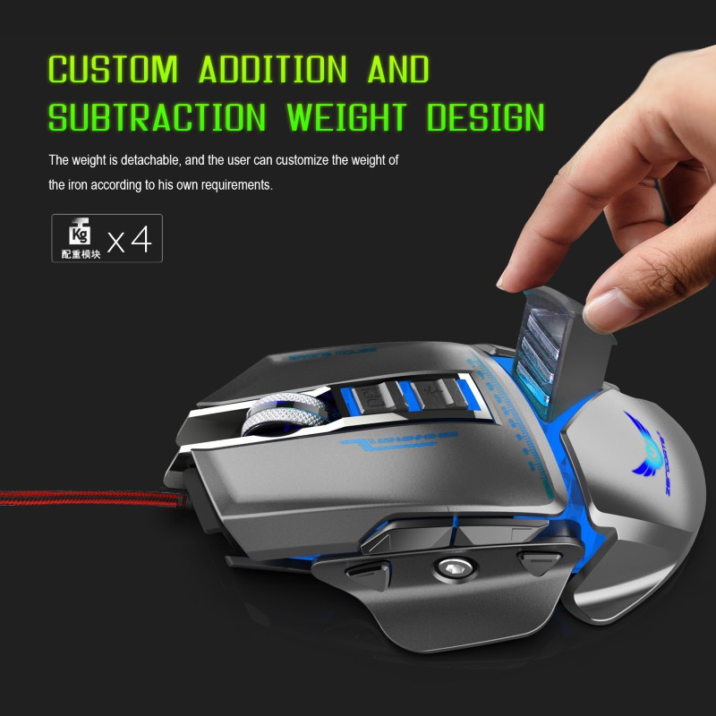 Chuột cơ gaming led RGB 3200DPI - X400GY Gray mechanical Gaming mouse 11 Key