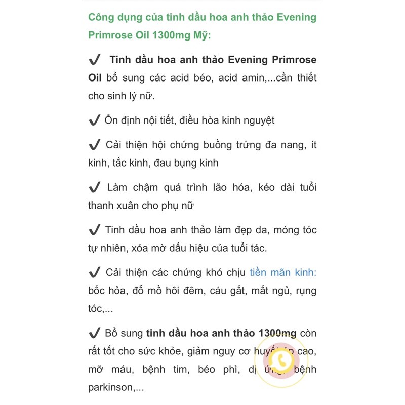 Viên Uống Tinh Dầu Hoa Anh Thảo Evening Primrose Oil 1300mg 120 viên | BigBuy360 - bigbuy360.vn