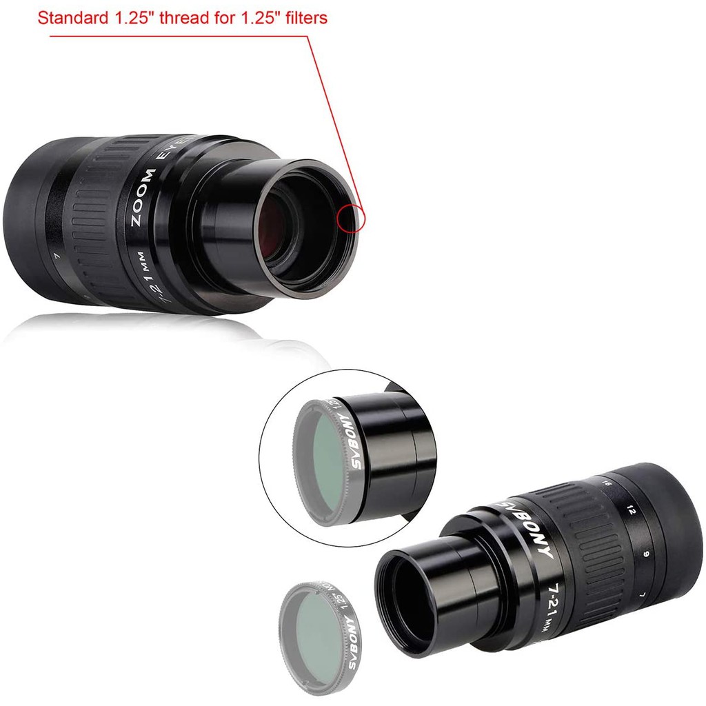 Kính Viễn Vọng SVBONY SV135 Zoom Eyepiece 7-21 mm Chiều Dài 1.25 Inch Cho Kính Thiên Văn