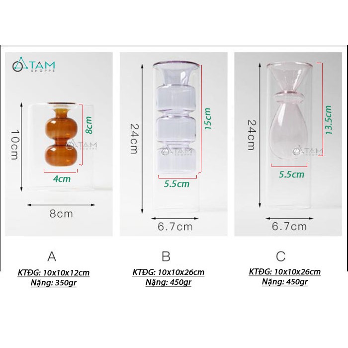 [CAO CẤP] Lọ hoa thủy tinh lõi màu trong suốt cao cấp LHOA-51