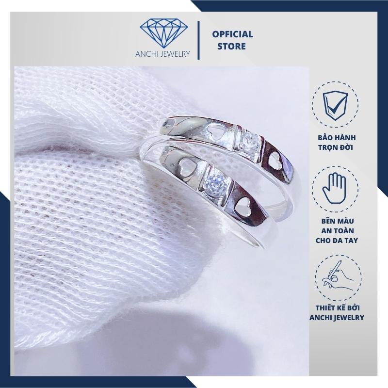 Nhẫn cặp đôi khắc trái tim, chuẩn bạc ta sáng đẹp - Anchi jewelry