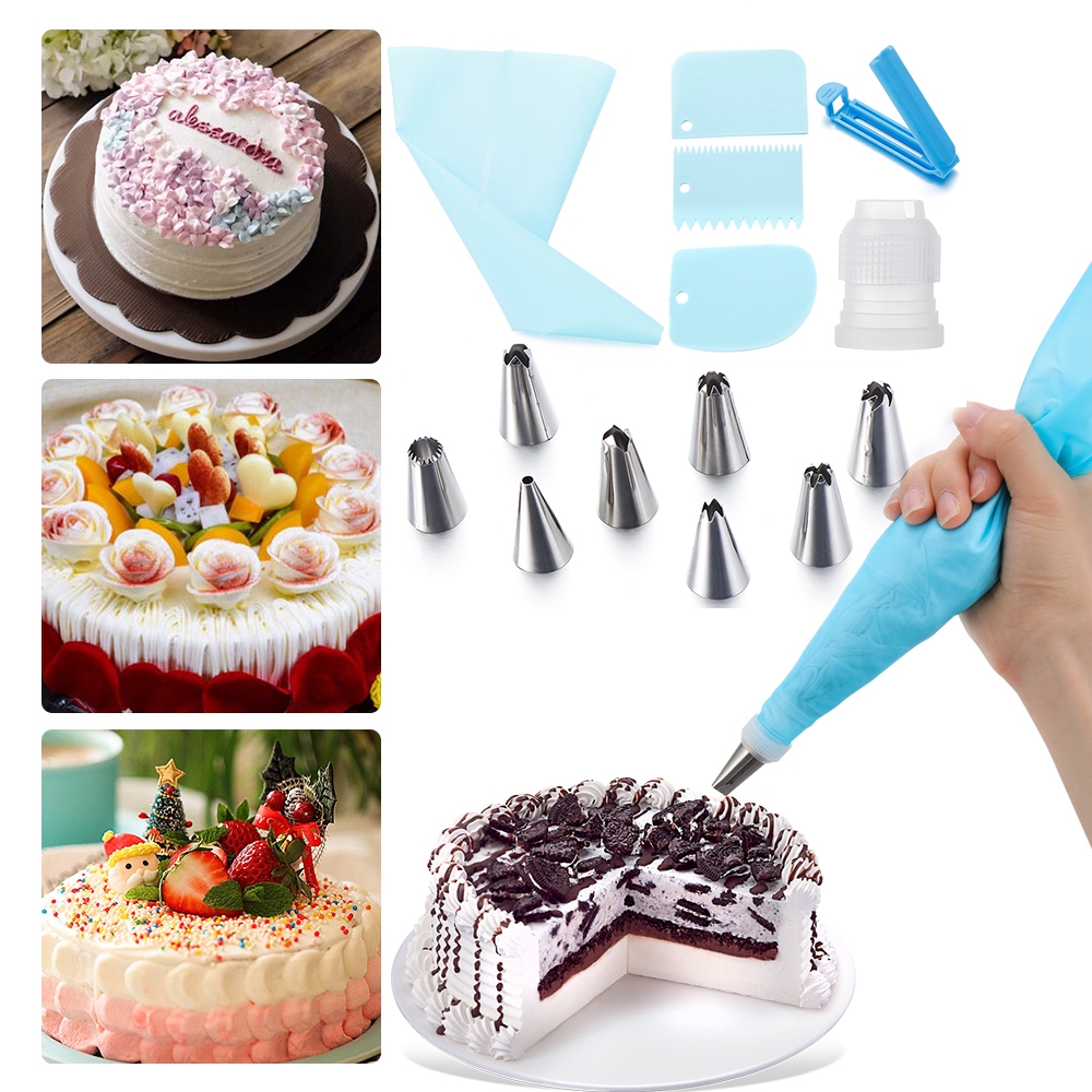 Bộ 14 dụng cụ trang trí bánh CONOPERY có đui bắt kem bằng thép không gỉ chất lượng cao