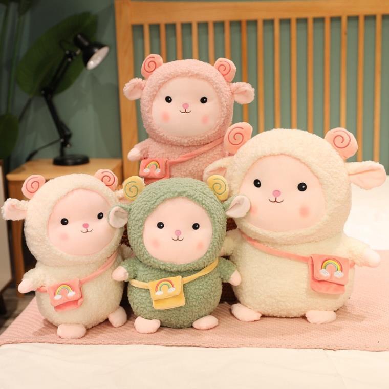 Cừu Lông Xù Nhồi Bông - Cừu Bông Đeo Túi Size 25cm