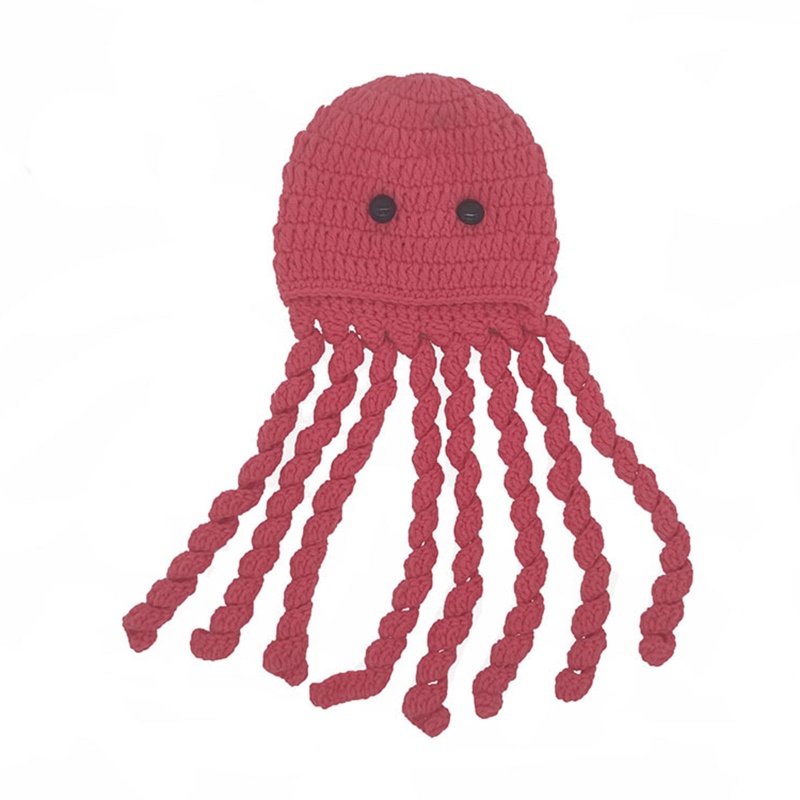 Mũ Len Hình Bạch Tuộc Dễ Thương Dùng Làm Phụ Kiện Chụp Ảnh Cho Bé Sơ Sinh