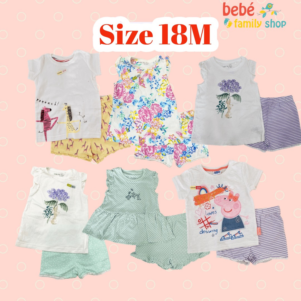 bộ cộc bé gái xuất dư Next, Set bộ bé gái xuất xịn cánh tiên, áo tay ngắn, quần đùi, chất thun cotton SGN