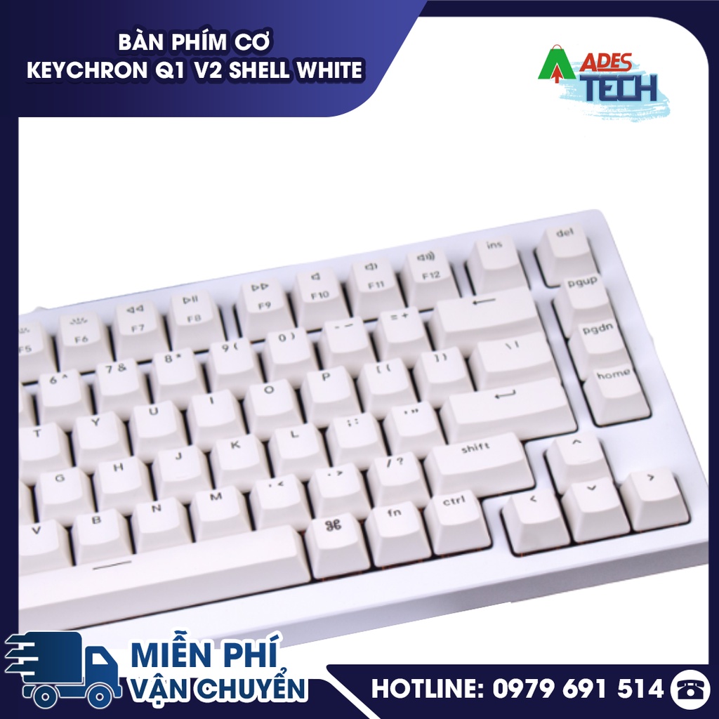 Bàn Phím Cơ Keychron Q1 V2 Shell White  - Bảo Hành 12 Tháng