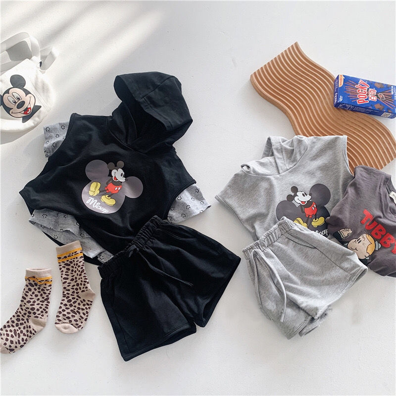 Bộ Áo Hoodie Và Quần In Hoạ Tiết Hoạt Hình Dễ Thương Cho Bé