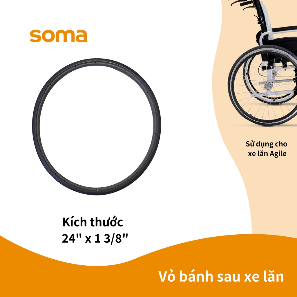 [Xe Lăn KARMA] Lốp Bánh Sau Xe Lăn Kích Cỡ 24 Inch (Dành cho xe lăn AGILE)