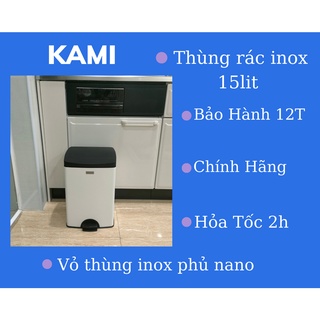 Thùng rác 15l inox cao cấp đóng mở nắp êm ái