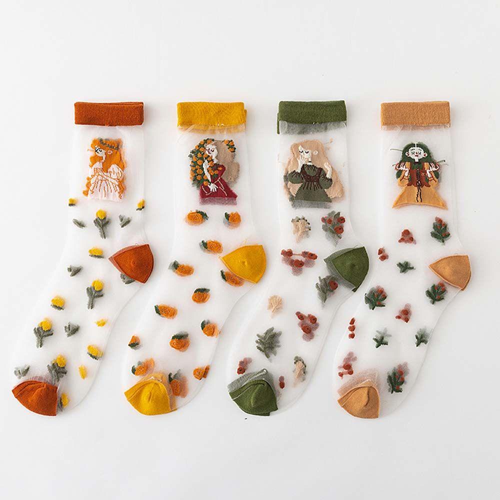 AROMA Đôi Vớ LướI Xuyên ThấU PhốI Ren Hoa ThờI Trang Cho Nữ