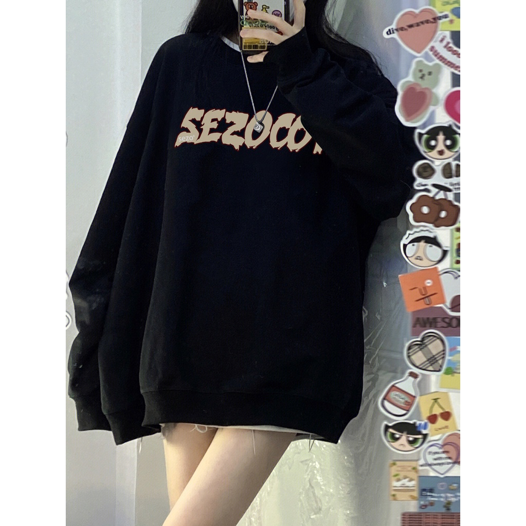 SELVZE Áo sweater Tay Dài Cổ Tròn Phong Cách Thời Trang retro Mỹ Dành Cho Nữ