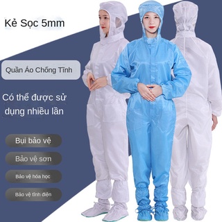 Quần yếm chống bụi áo tĩnh điện có túi nhà xưởng một mảnhk