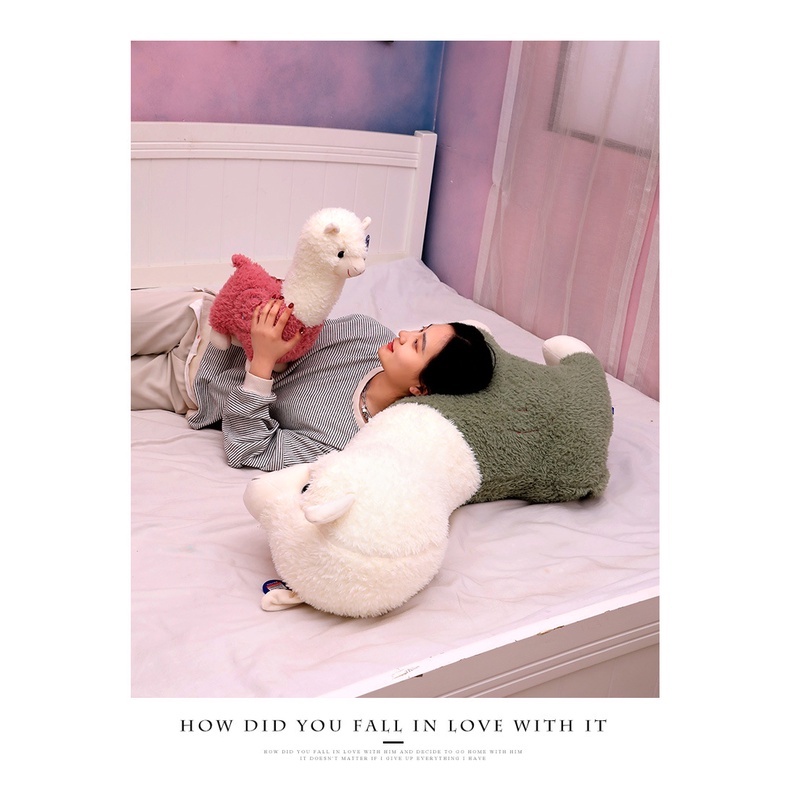 Lạc đà Alpaca nhồi bông dễ thương cỏ - Đồ chơi sang trọng cừu búp bê - Quà tặng 8/3, quà tặng sinh nhật