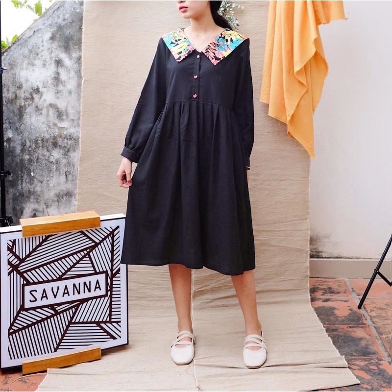 Đầm baby doll linen phối cổ thuỷ thủ by Savanna