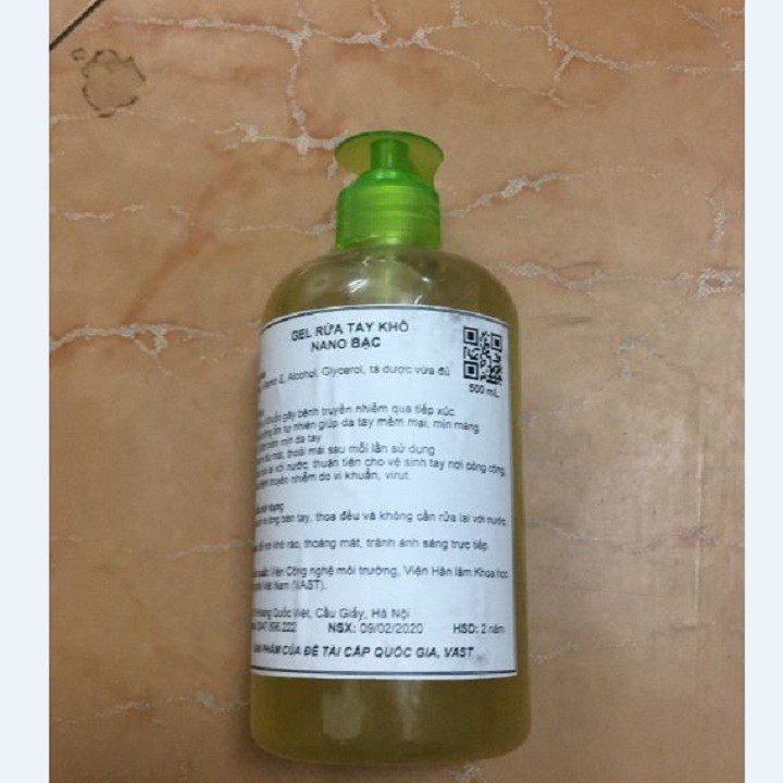 Nước Rửa Tay Khô Kháng Khuẩn, Gel Rửa Tay Khô Nano Bạc 500ml Của Viện Hàn Lâm Khoa Học Công Nghệ