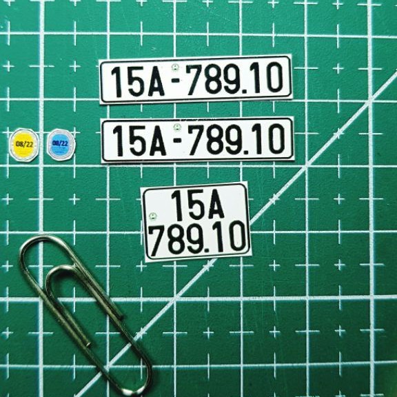 biển số mô hình và tem đăng kiểm (set 2 món)