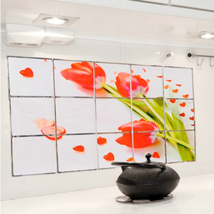 Giấy dán tường nhà bếp chống bụi bẩn bắn dầu mỡ chịu nhiệt cao họa tiết hoa lá trang tríyoungcityshop 30.000