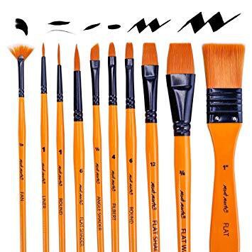 Bộ Cọ Vẽ màu nước, màu Acrylic Chính Hãng MONT MARTE Cao cấp (Set 10 cọ tặng kèm túi)