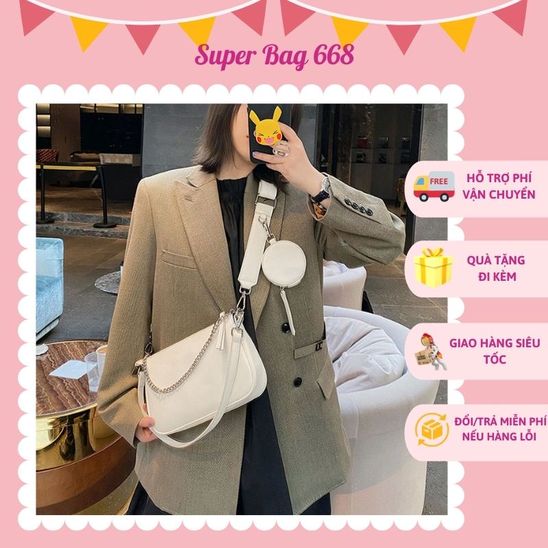 Set Bộ 2 Túi Ví Đeo Chéo Nữ 5 Chi Tiết, Túi Đeo Ngực, Đeo Bụng Thời Trang SPB 500