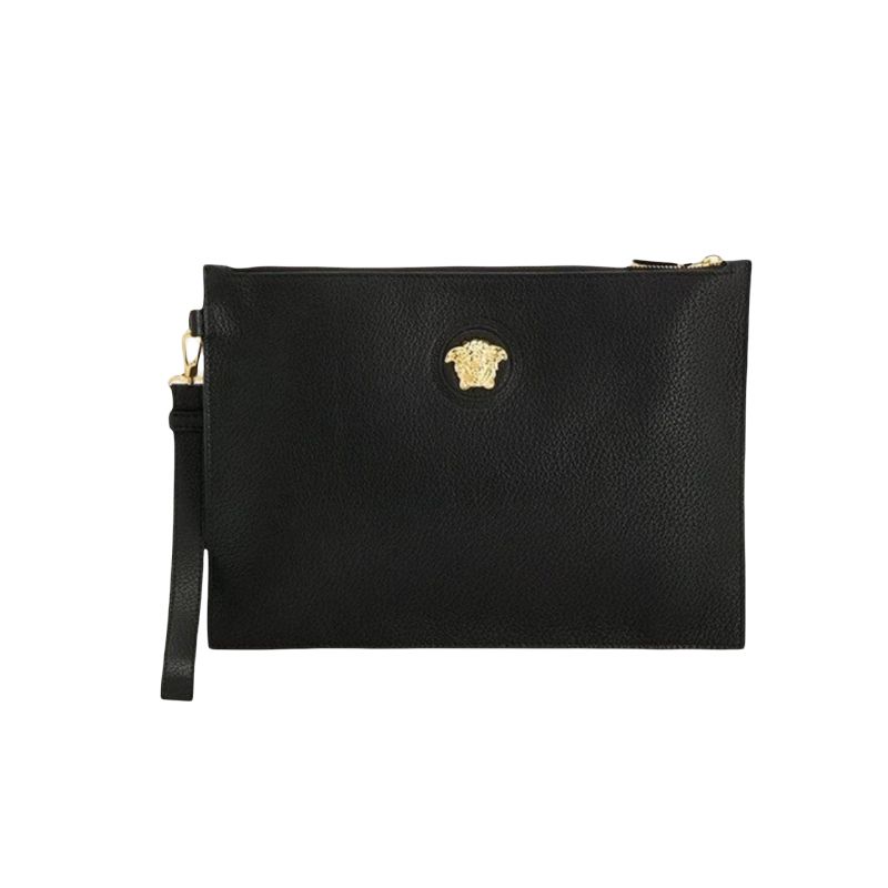Ví Cầm Tay Versace Medusa Gold Black Calfskin Leather