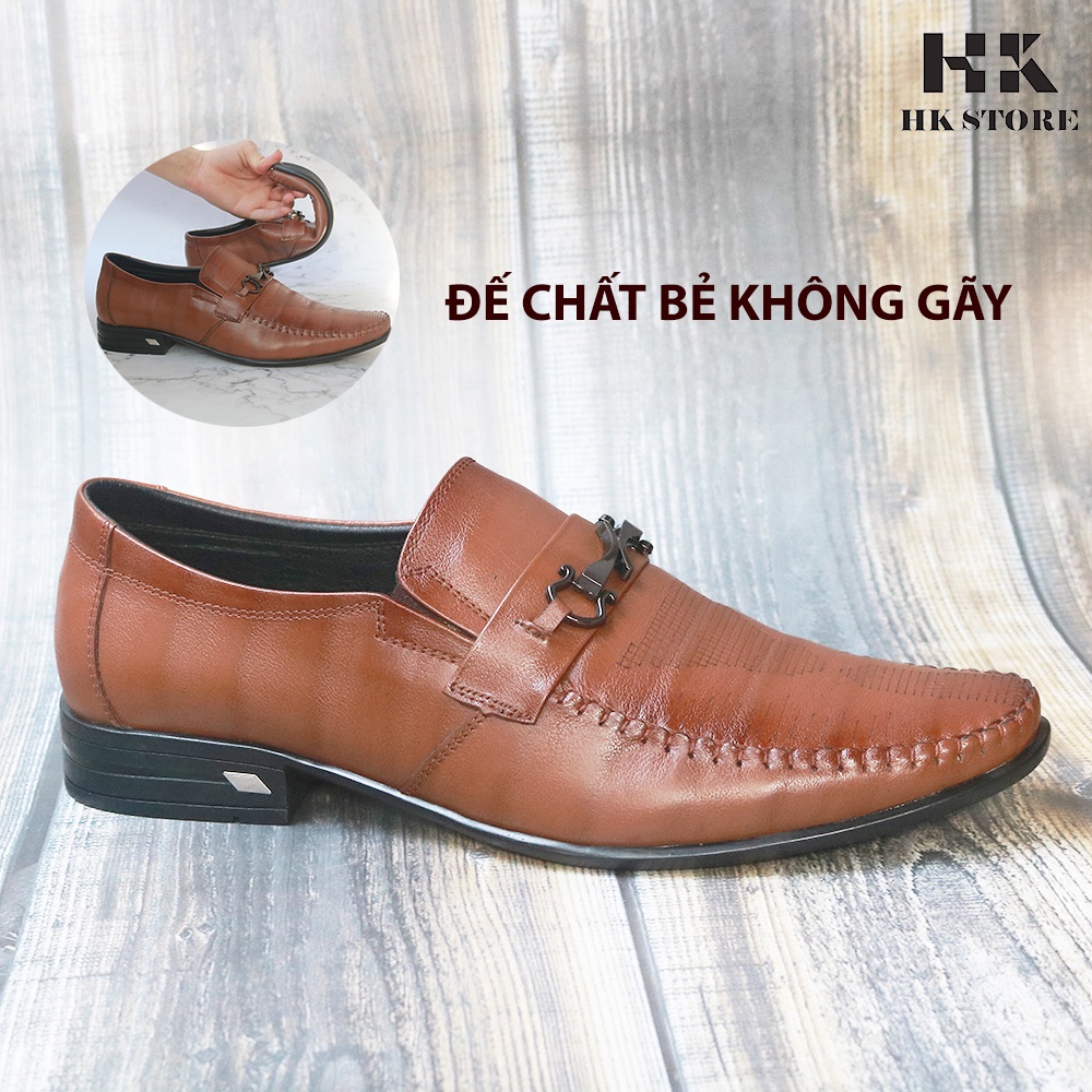 Giày tây lười nam 💝 HK.STORE 💝 da bò cao cấp dập vân thời trang cực đẹp, siêu bắt mắt thích hợp quần tây, quần jean (g