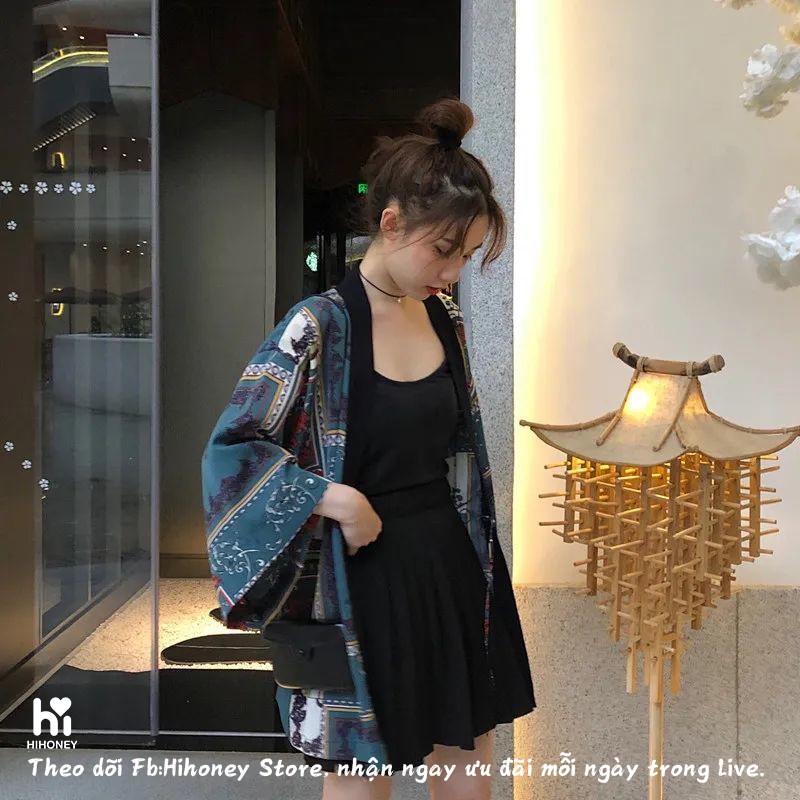Áo kimono nữ, áo choàng đi biển, đi chơi, khoác ngoài, họa tiết trẻ trung, năng động, chất lụa hàn cao cấp