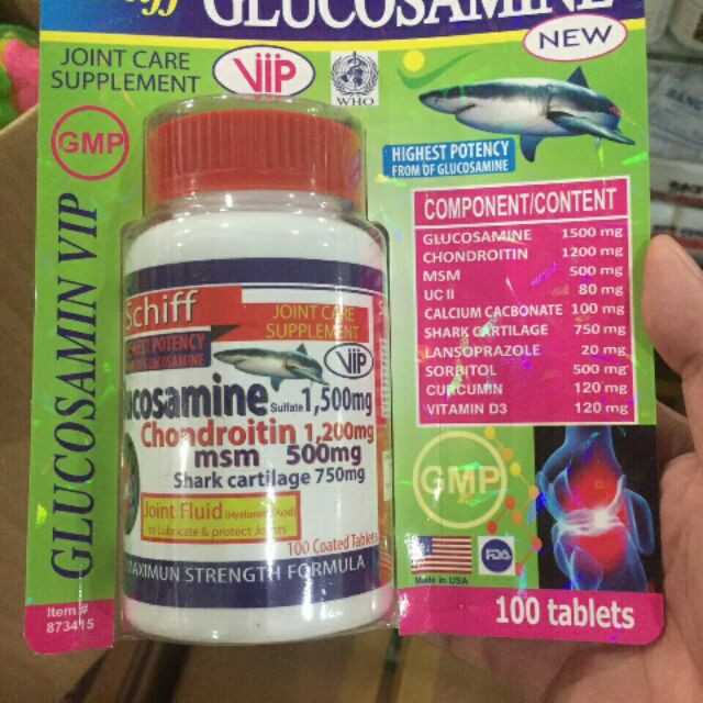 GLUCOSAMIN SHIFF NẮP ĐỎ ( LỌ 100 VIÊN ) - Glucosamine Vip