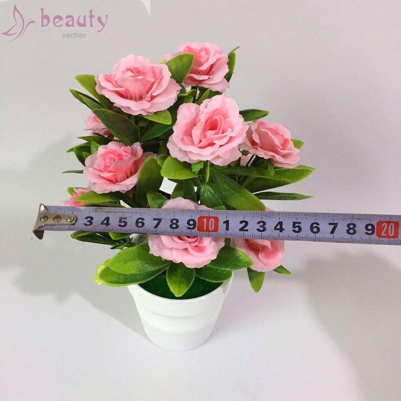 Chậu 12 hoa hồng giả để bàn trang trí vườn