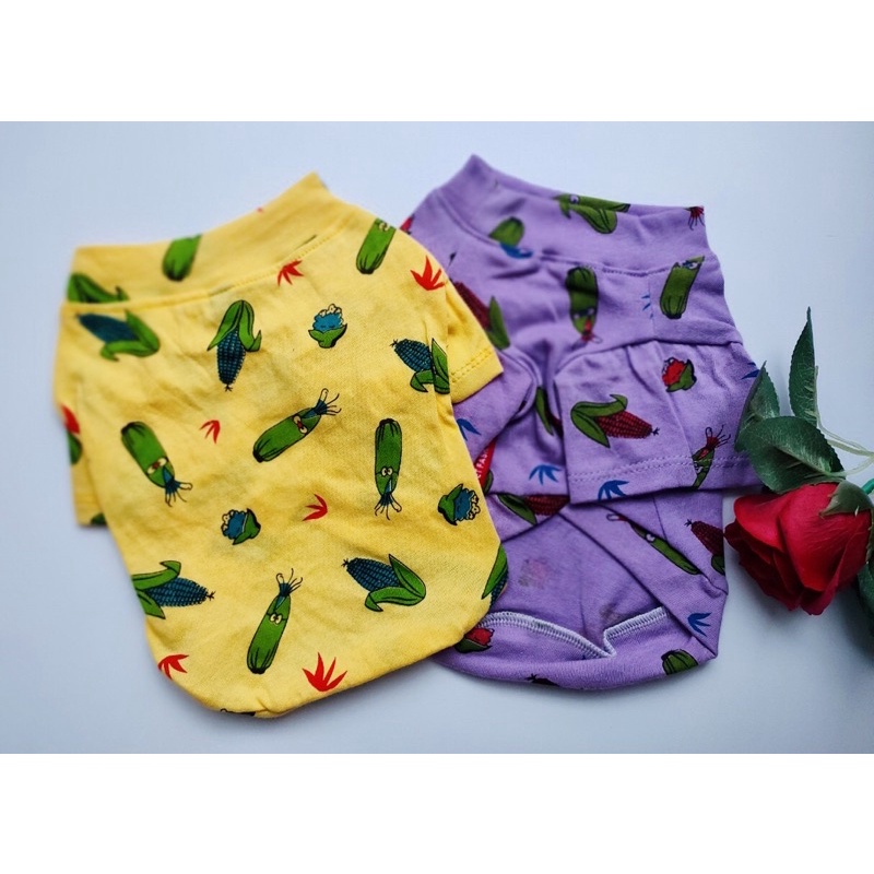 Áo thun mùa hè hoạ tiết trái bắp tím dành cho thú cưng, Quần áo chó mèo LaLi Ptfashion