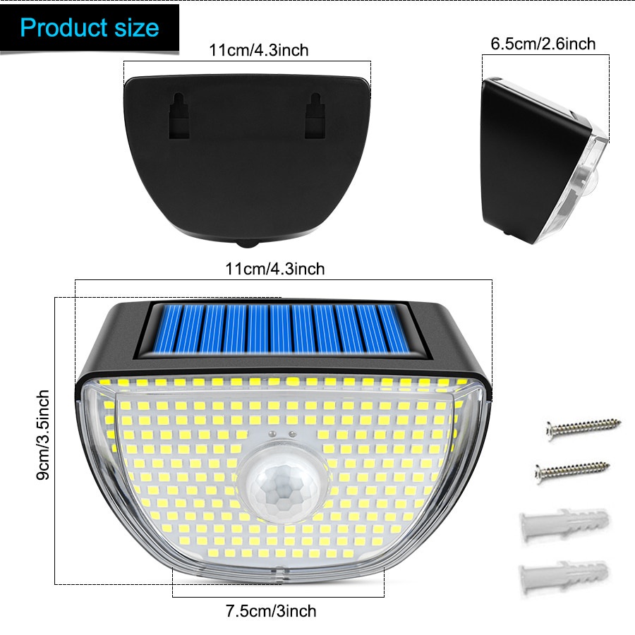 Đèn Led 200 Bóng Gắn Tường 3 Chế Độ Sử Dụng Năng Lượng Mặt Trời Chống Thấm Nước IP65