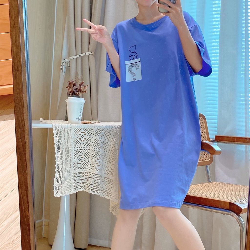 Đầm Suông Nữ Chất Cotton Mềm Mát Tay Lỡ Form Rộng Basic Hình In Dễ Thương Tới 70kg Hot Trending TTDS0238