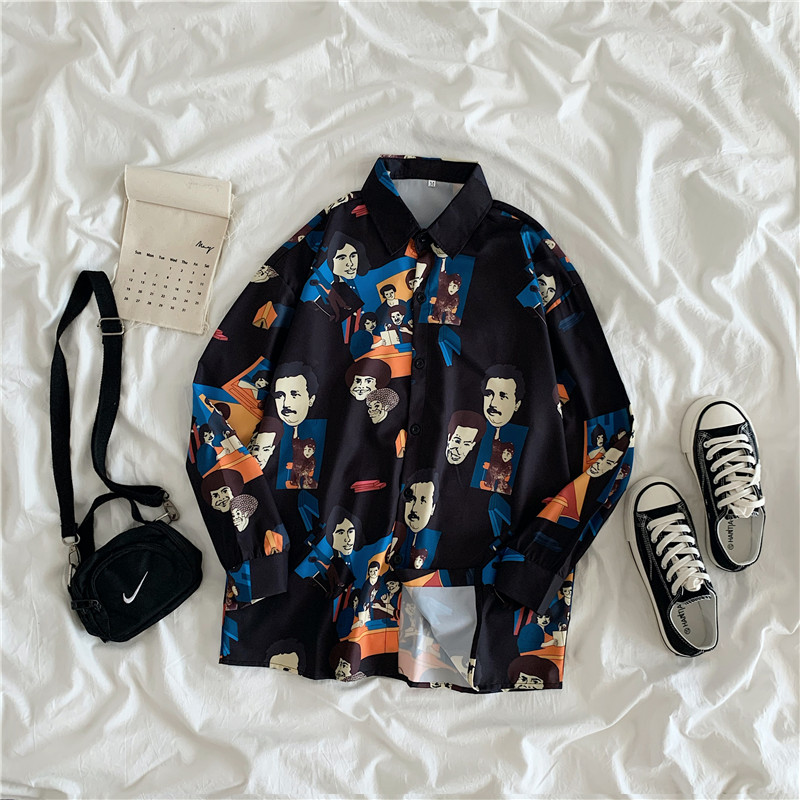 NRVP Áo Sơ Mi Tay Dài Dáng Rộng In Họa Tiết Xinh Xắn Phong Cách Hàn Quốc 2020 Trẻ Trung Cá Tính Cho Nữ