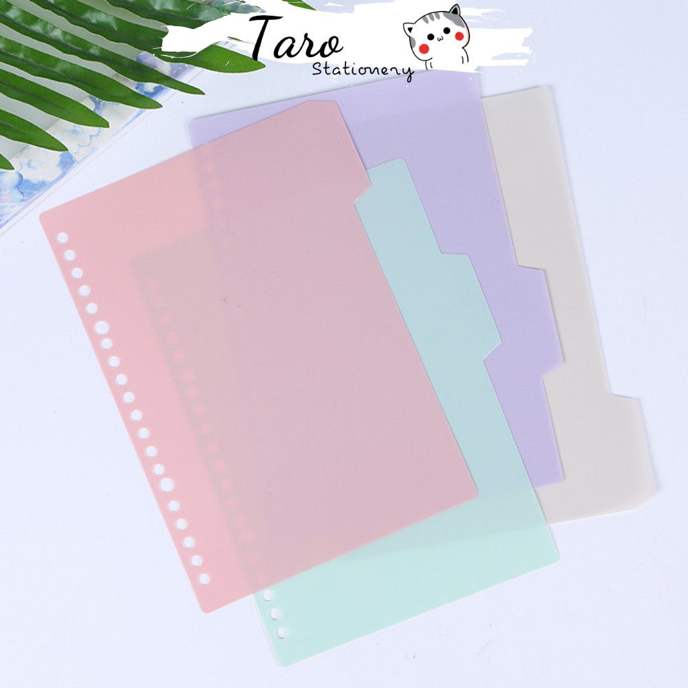 Set 4 tab phân trang A5 B5 A4 cho bìa sổ còng 20 26 30 lỗ Taro Stationery