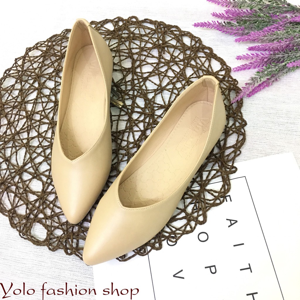 [H1] Giày búp bê nữ đế bằng mũi nhọn da mềm dáng basic - Kèm hình thật | BigBuy360 - bigbuy360.vn