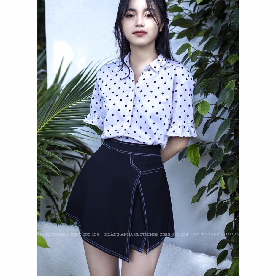 Quần váy dáng A vải tuyết mưa mềm mịn màu đen M012
