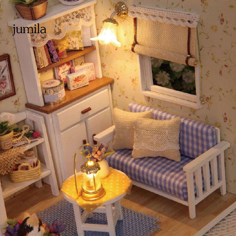 Mô hình đồ chơi nhà búp bê 3D mini đèn LED DIY thiết kế thủ công