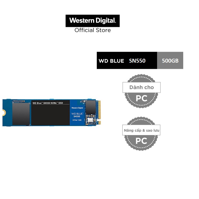 Ổ Cứng SSD WD Blue SN550 NVMe 500GB PCIe Gen 3 M.2 2280 - WDS500G2B0C