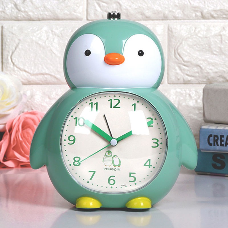 Đồng hồ báo thức hình chim cánh cụt hoạt hình sáng tạo dành cho học sinh