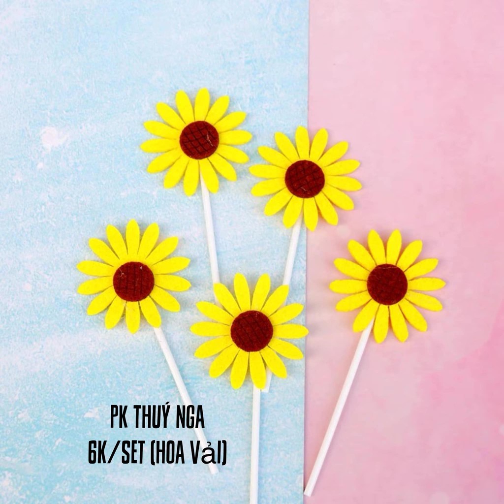 5 SET HOA HƯỚNG DƯƠNG VẢI TRANG TRÍ BÁNH KEM