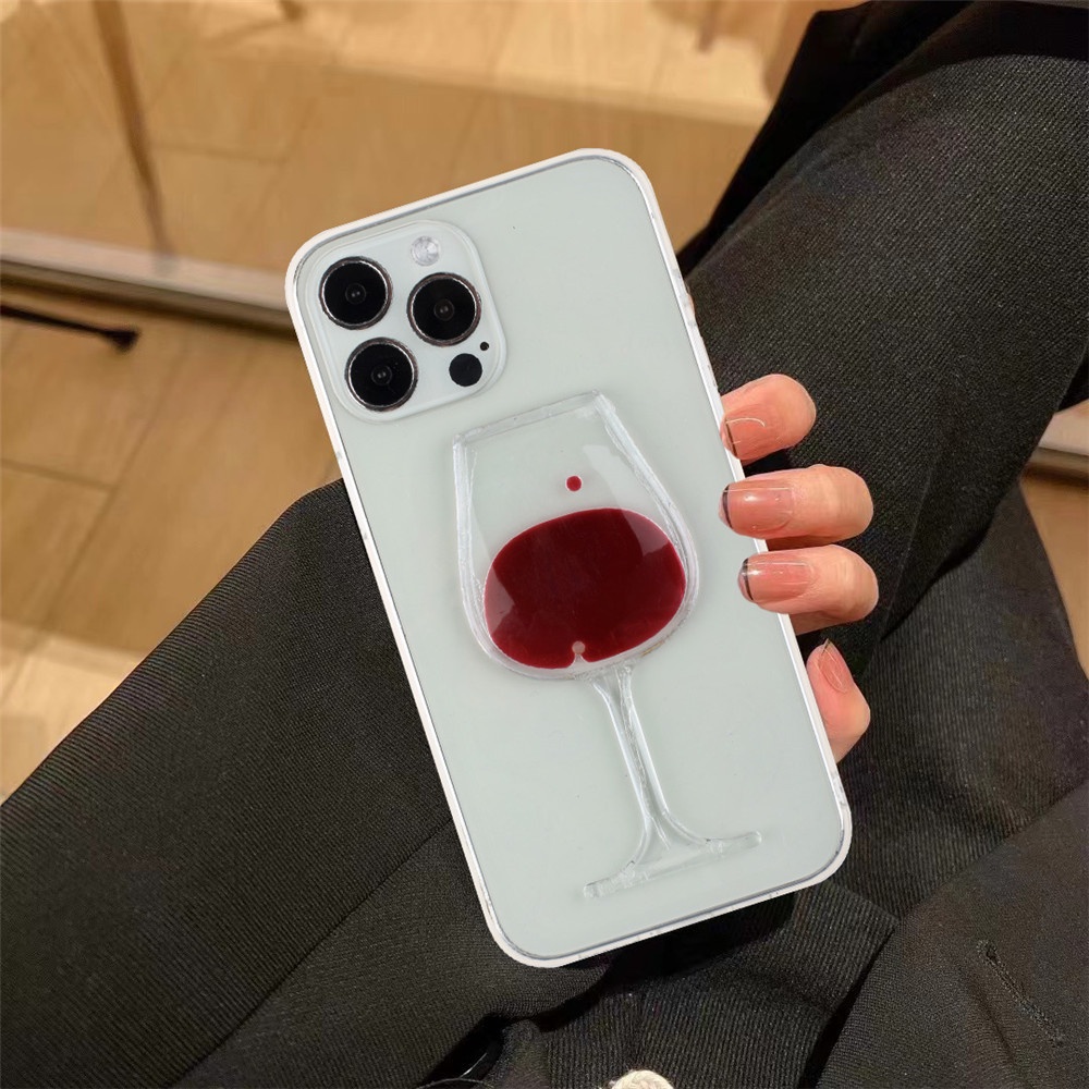 Ốp Điện Thoại Kim Tuyến Nước Hình Ly Rượu Cho iPhone 13 12 11 Pro Max 7 8 Plus X XS Max XR