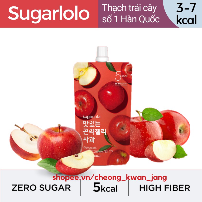 [SUGARLOLO] Thạch trái cây Hàn Quốc Konjac Jelly vị Táo Đỏ không đường không calo