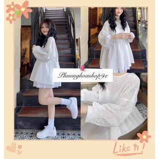 Áo Babydoll, Áo babydoll Chất Đẹp Hoa Nhí Tay dài Style Hàn Quốc (Ảnh Thật Up Cuối)